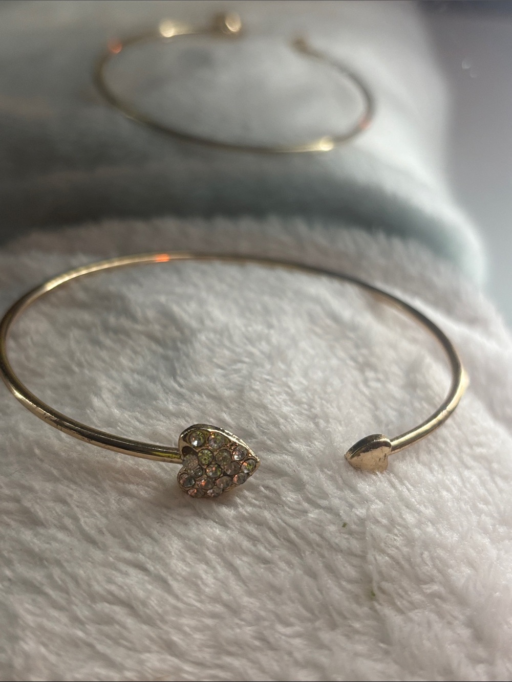 Delicate Gold Heart Cuff Bracelet with Crystal Accents